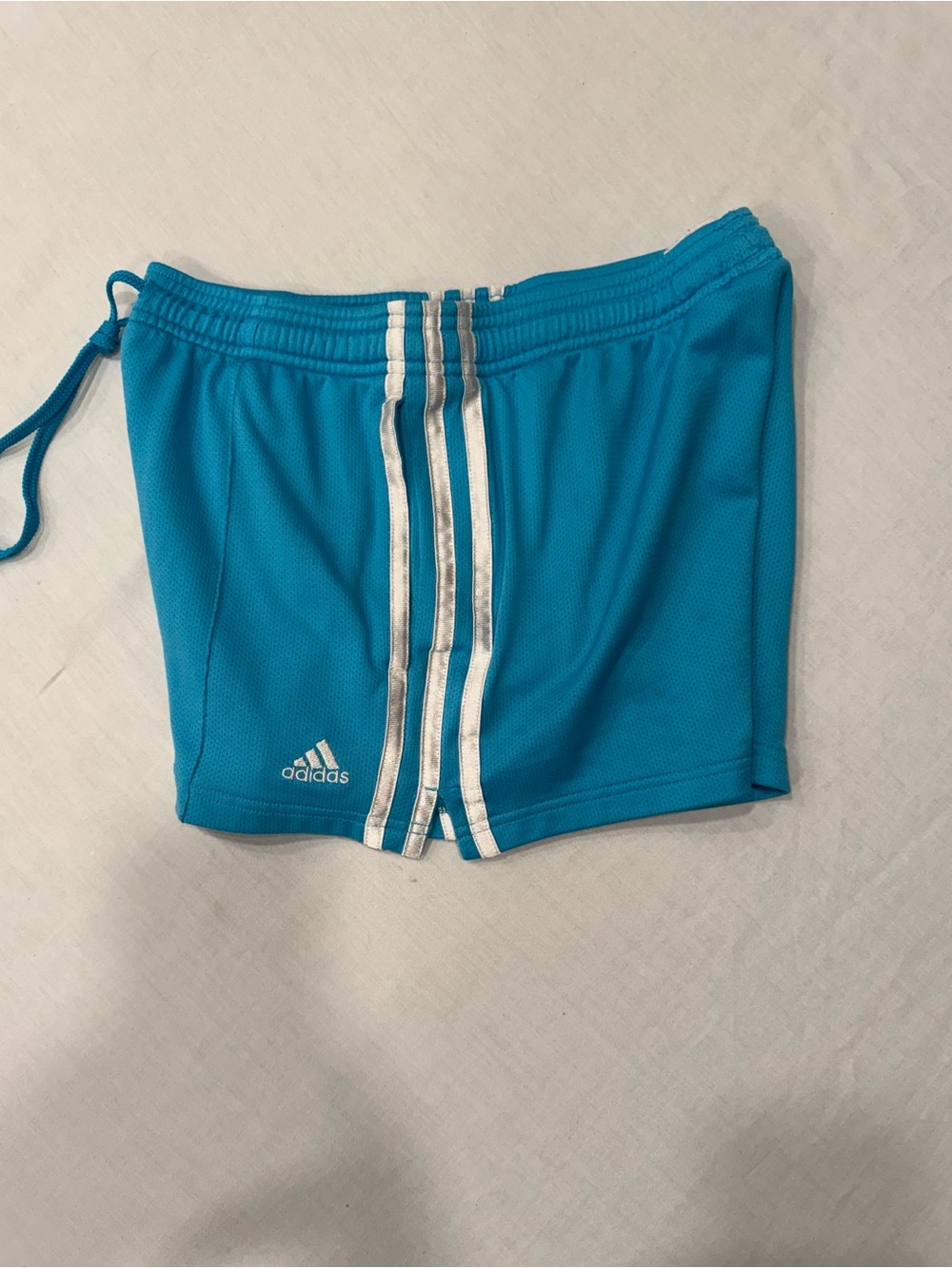 Adidas Vintage Turquoise Blue Climalite 3-Stripe Running Shorts - Picture 2 of 4
